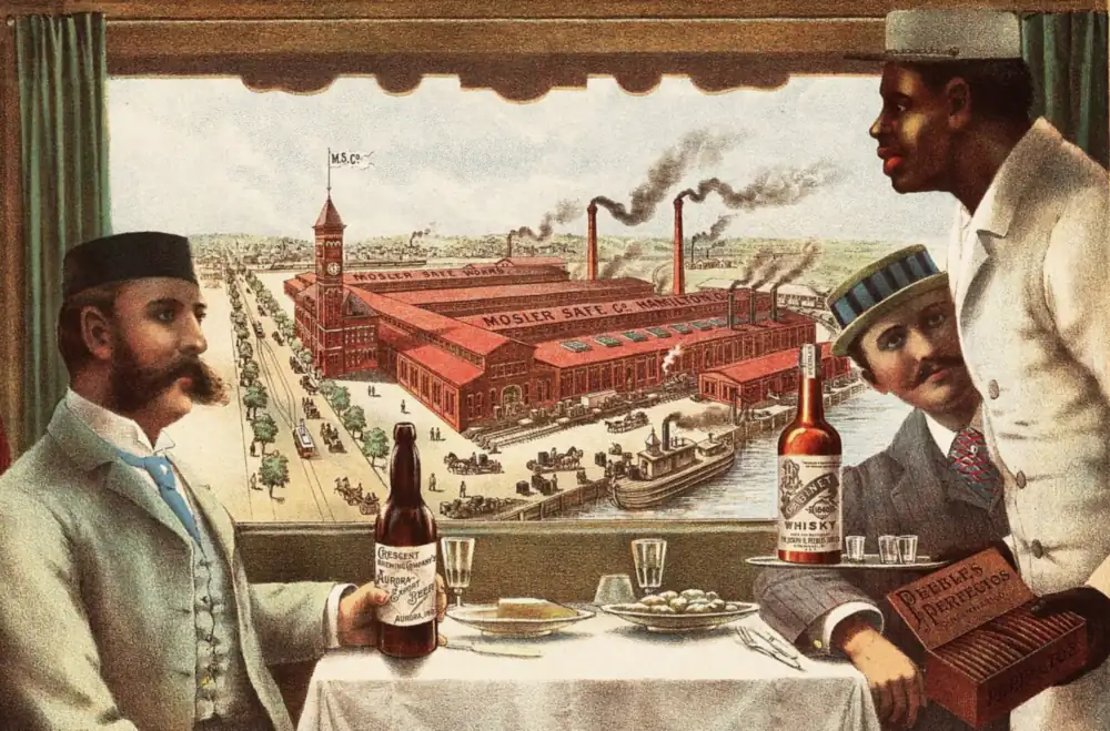 Color 1894 lithograph advertisement for the Mosler Safe Company